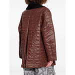 GANNI Jackets Brown animal print, cotton blend jacket with wide peak lapels, featuring a front button fastening design.
