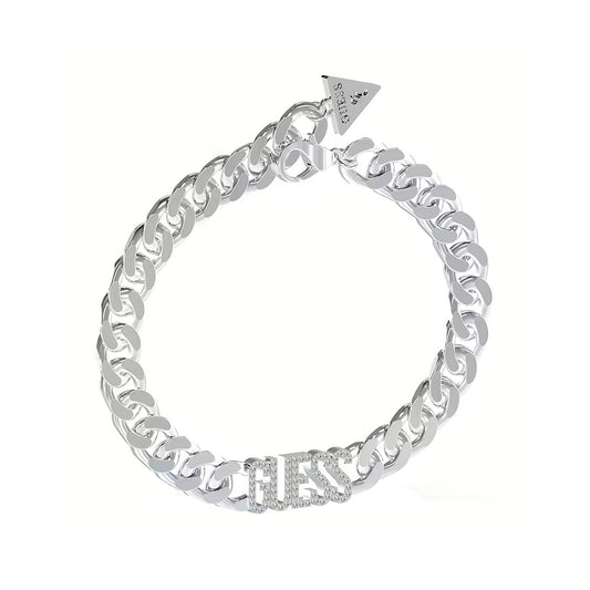GUESS JEWELS JEWELRY Mod. JUBB04222JWRHL silver bracelet with logo charm