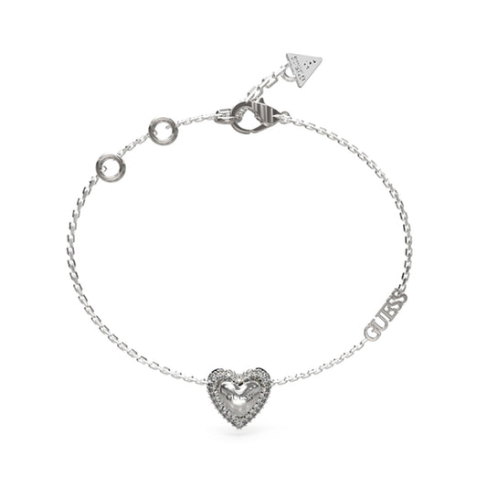 GUESS JEWELS JEWELRY Mod. JUBB05022JWRHS bracelet with heart charm and silver chain