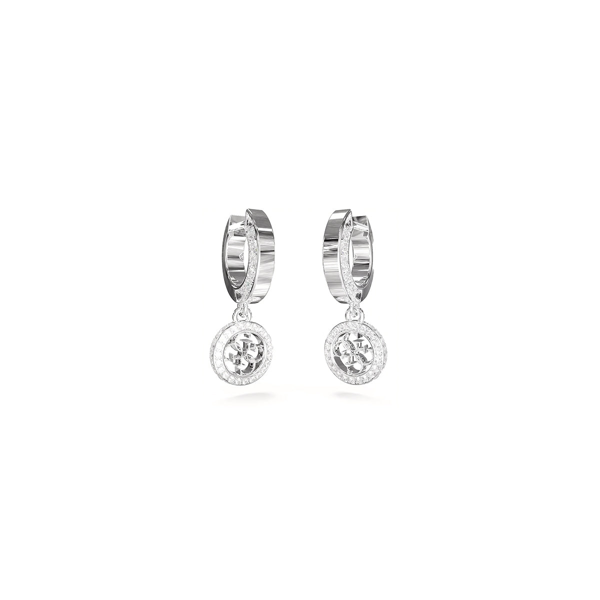 GUESS JEWELS JEWELRY Mod. JUBE04165JWRHT-U silver earrings with circular pendants