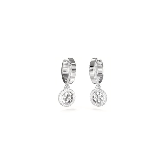 GUESS JEWELS JEWELRY Mod. JUBE04165JWRHT-U silver hoop earrings with crystal charms