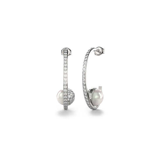 GUESS JEWELS JEWELRY Mod. JUBE04452JWRHT-U elegant hoop earrings with pearls and crystals.