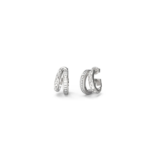 GUESS JEWELS JEWELRY Mod. JUBE04587JWRHT-U silver earrings with sparkling detailing, elegant and stylish design.