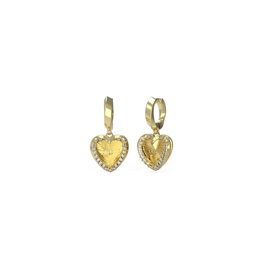 GUESS JEWELS JEWELRY Mod. JUBE04608JWYGT-U gold heart-shaped earrings with crystals