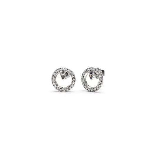 GUESS JEWELS JEWELRY Mod. JUBE04655JWRHT-U silver stud earrings with crystal accents and heart design