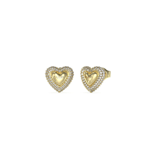 GUESS JEWELS JEWELRY Mod. JUBE05020JWYGT-U gold heart-shaped earrings with crystal details