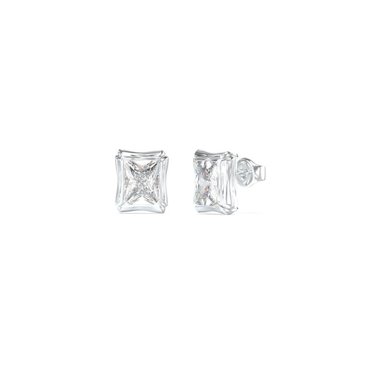 GUESS JEWELS JEWELRY Mod. JUBE05174JWRHT-U earrings, elegant square crystal design, minimalist style