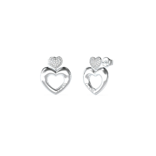 GUESS JEWELS JEWELRY Mod. JUBE05209JWRHT-U heart earrings with sparkling accents