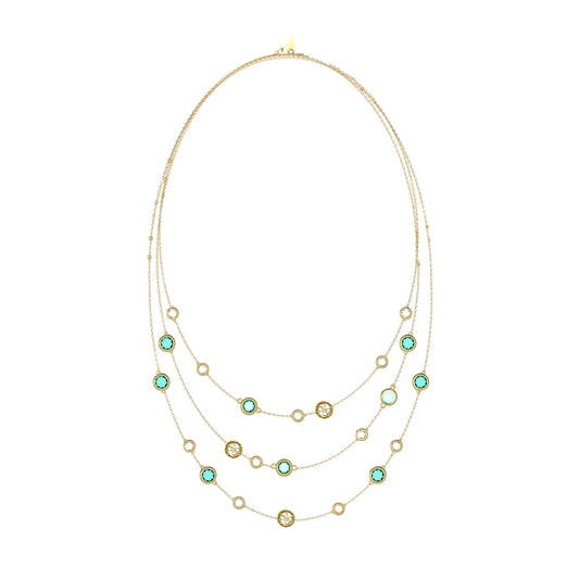 GUESS JEWELS JEWELRY Mod. JUBN05090JWYGAQT-U elegant multi-layer necklace with turquoise accents