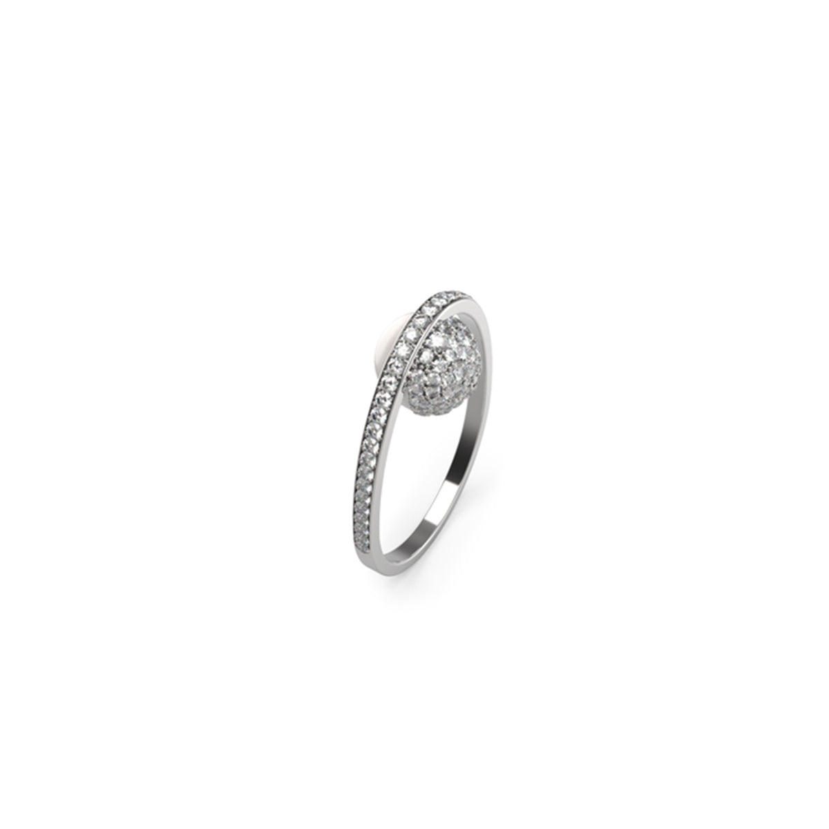Elegant silver ring with intricate detailing, GUESS JEWELS JEWELRY Mod. JUBR04454JWRH54, featuring a sparkling centerpiece.