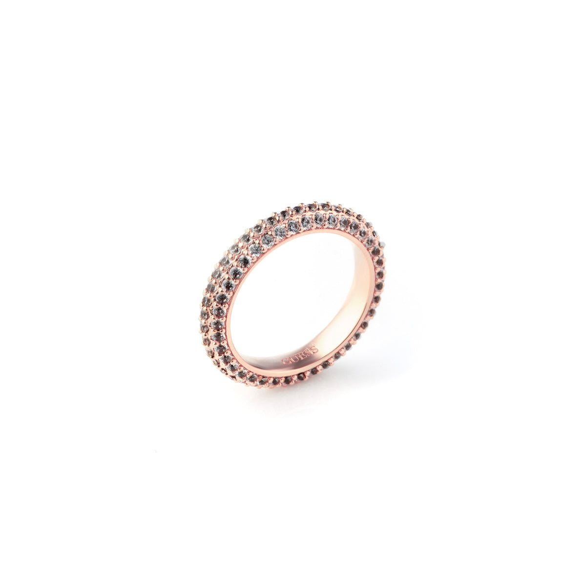 Alt Tag: GUESS JEWELS JEWELRY Mod. JUBR04672JWRGBK56 elegant rose gold ring with sparkling crystals