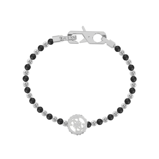 GUESS JEWELS JEWELRY Mod. JUMB03037JWSTBKS elegant bracelet with black and silver beads, featuring a stylish charm.