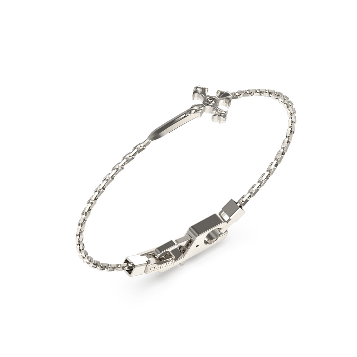 Elegant silver bracelet GUESS JEWELS JEWELRY Mod. JUMB04026JWSTS, featuring a sleek and modern design.