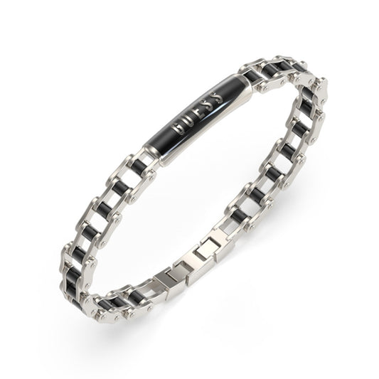 GUESS JEWELS JEWELRY Mod. JUMB04412JWSTGMT-U silver bracelet with black accents