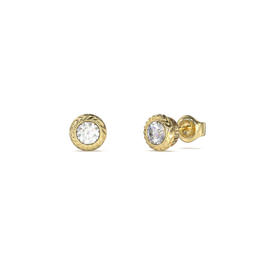 GUESS JEWELS JEWELRY Mod. JUME05022JWYGT-U gold stud earrings with clear gemstones