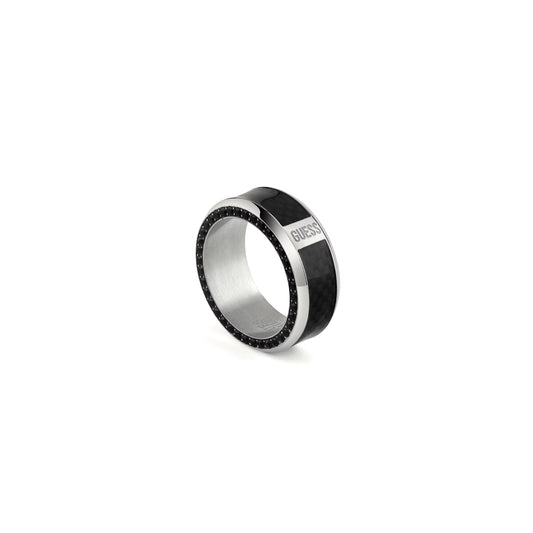 GUESS JEWELS JEWELRY Mod. JUMR04041JWSTBK64 silver and black ring