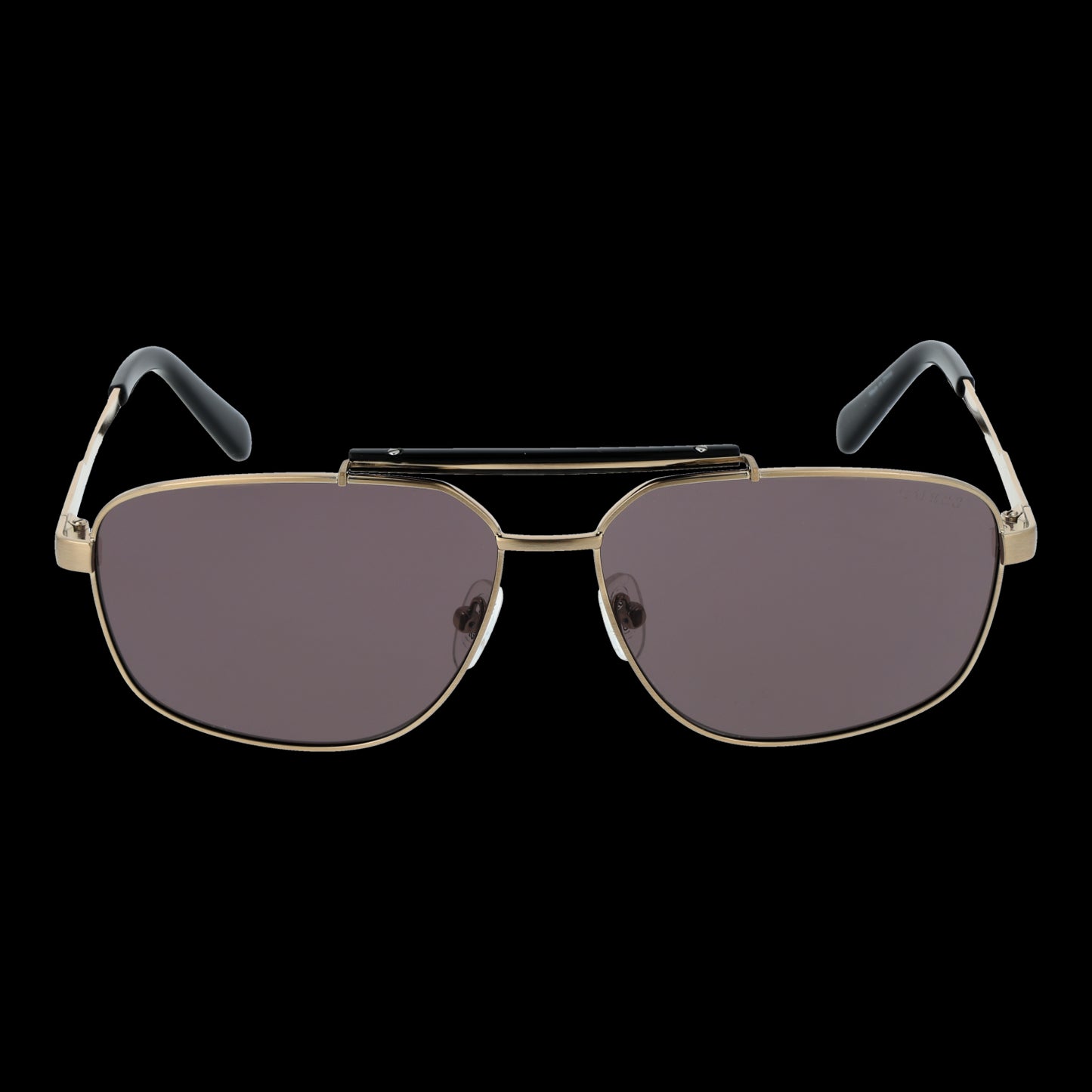 GUESS MOD. GU00054 6133A gent sunglasses with black lenses and gold frame, frontal view for stylish men's eyewear collection.