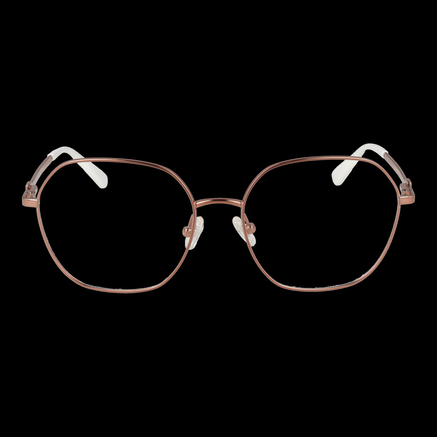 Stylish lady's eyeglasses, model GUESS MOD. GU2780 57028, featuring a chic and elegant metal frame against a black background.