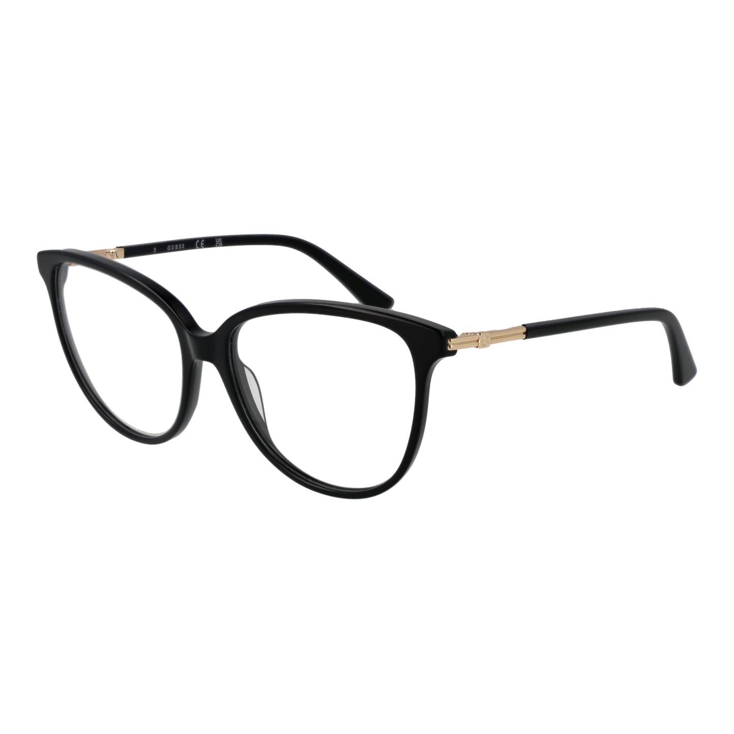 Black eyeglasses for women, GUESS MOD. GU2905 55001, featuring a stylish design with gold accents.