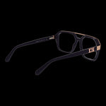 GUESS MOD. GU50138 55082 gent eyeglasses with black and gold frame on black background.