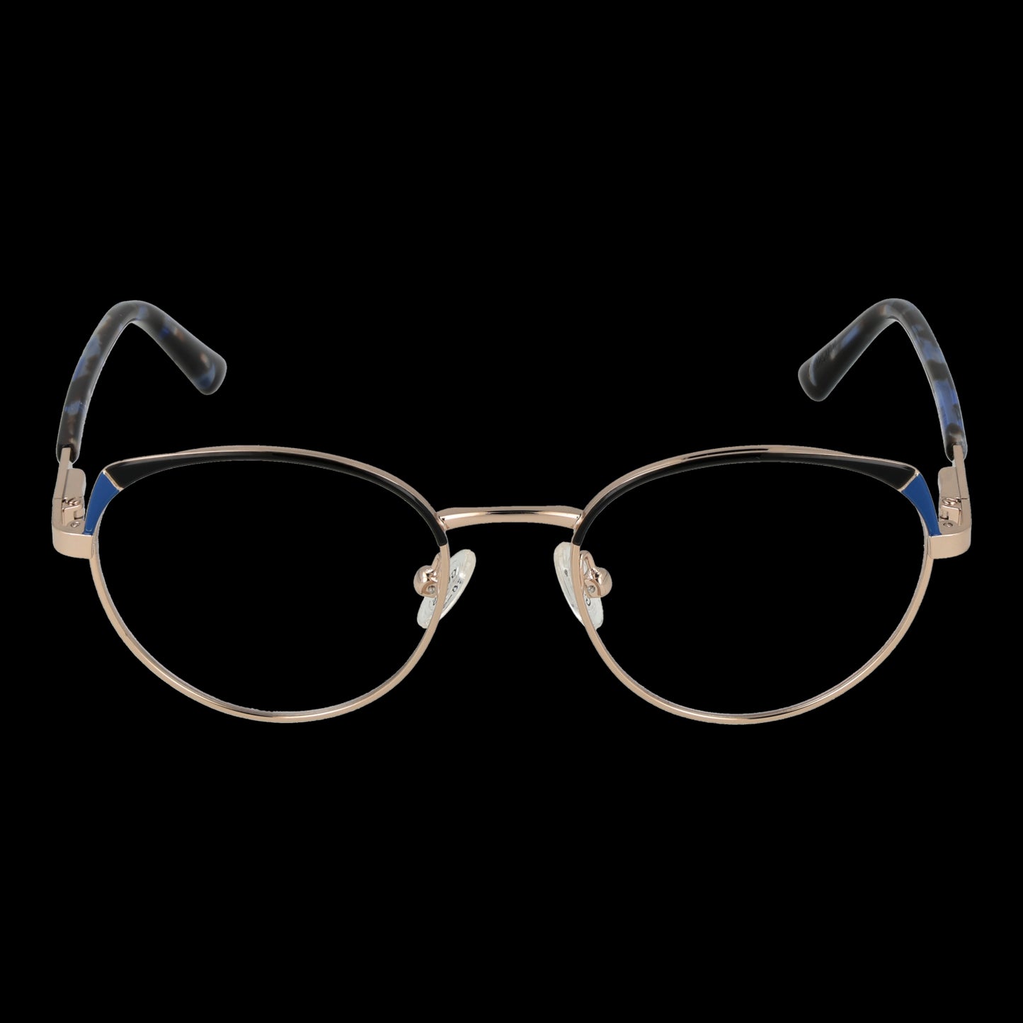 GUESS MOD. GU8273 47032 stylish eyewear, front view of gold metal frame glasses on black background