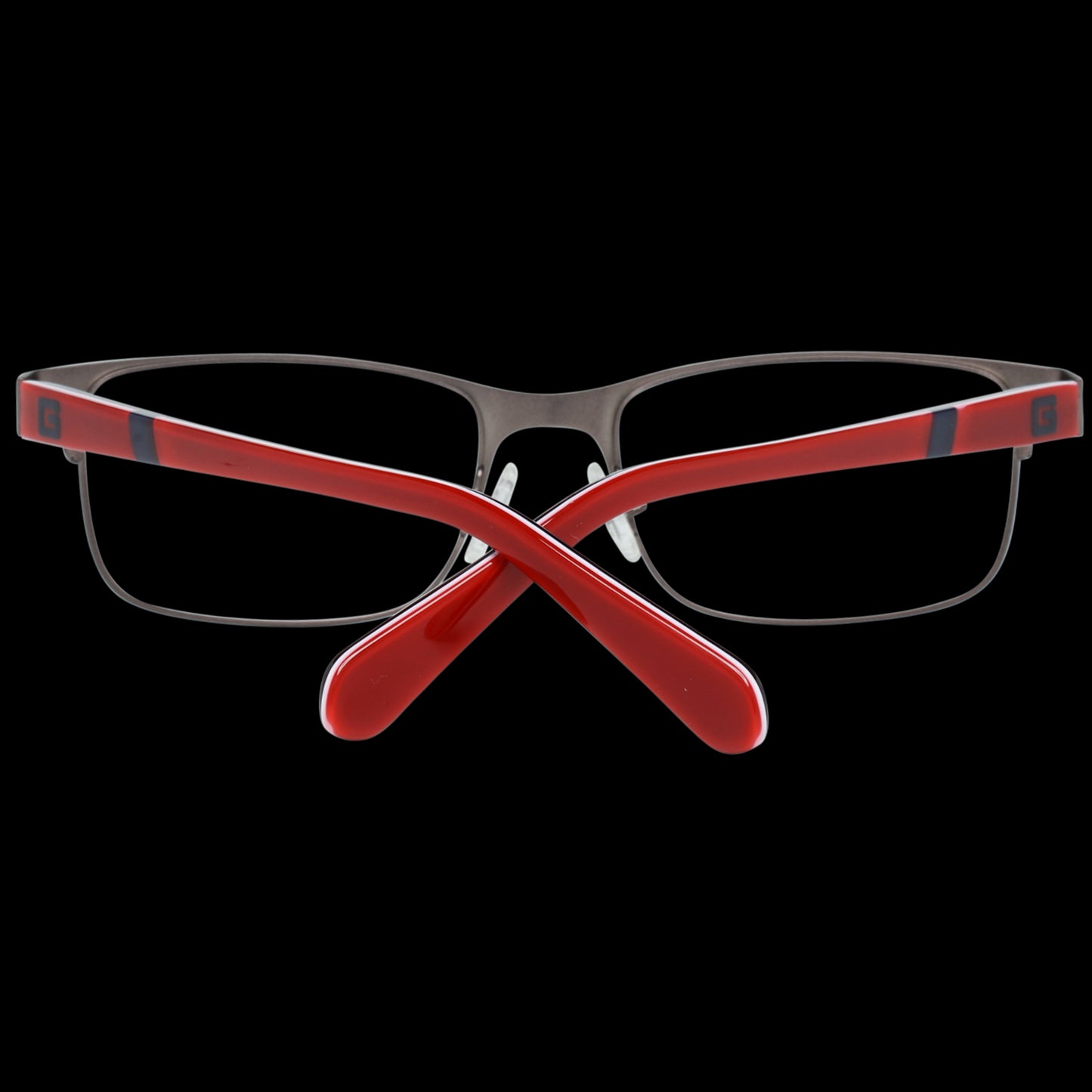 GUESS MOD. GU9180 49009 eyeglasses with red and black frame front view on black background