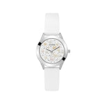 GUESS Mod. PEARL ladies wristwatch in white silicone with stainless steel case, 36mm water-resistant 3 ATM, quartz movement.