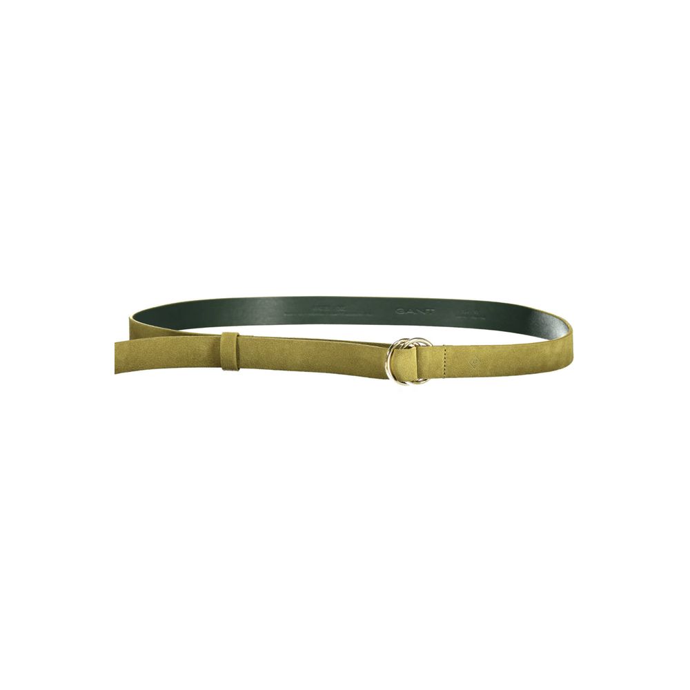 Gant Green Leather Belt with metal buckle and logo
