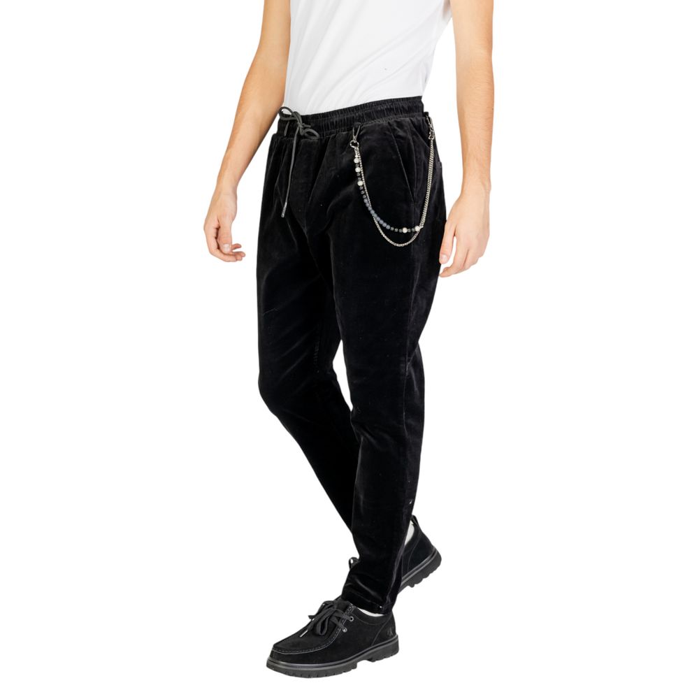 Gianni Lupo Black Cotton Pant for men, Fall/Winter collection, 97% cotton, stylish black pants with modern design.