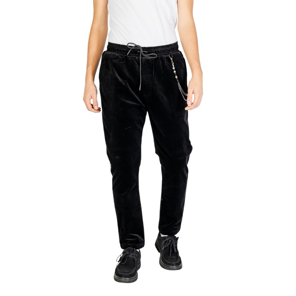 Gianni Lupo Black Cotton Pant for men, Fall/Winter collection, made of 97% cotton and 3% elastane, stylish and comfortable design.