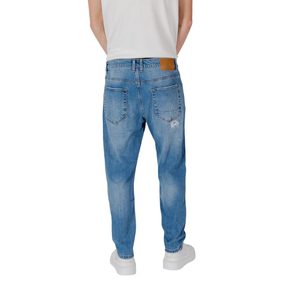 Gianni Lupo Blue Cotton Relaxed Fit Jeans