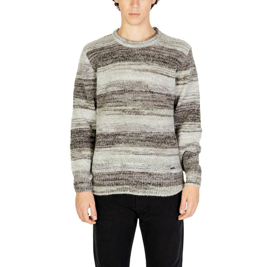 Gianni Lupo Gray Polyacrylic Sweater for men from Fall/Winter collection, featuring 70% polyacrylic and 30% wool knitwear.