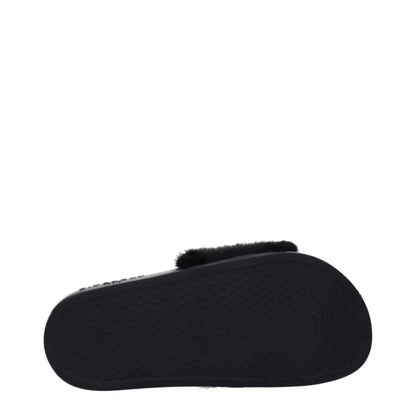 Sole view of Givenchy Black Cotton Slippers with rubber sole and side logo, showcasing open toe style. MPN: BE08209806001, casual design.