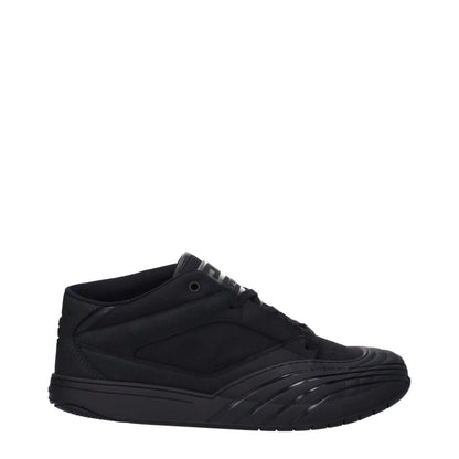 Givenchy Black Fabric Low Top Sneakers with logos and lace-up closure, rubber sole, and round toe design.