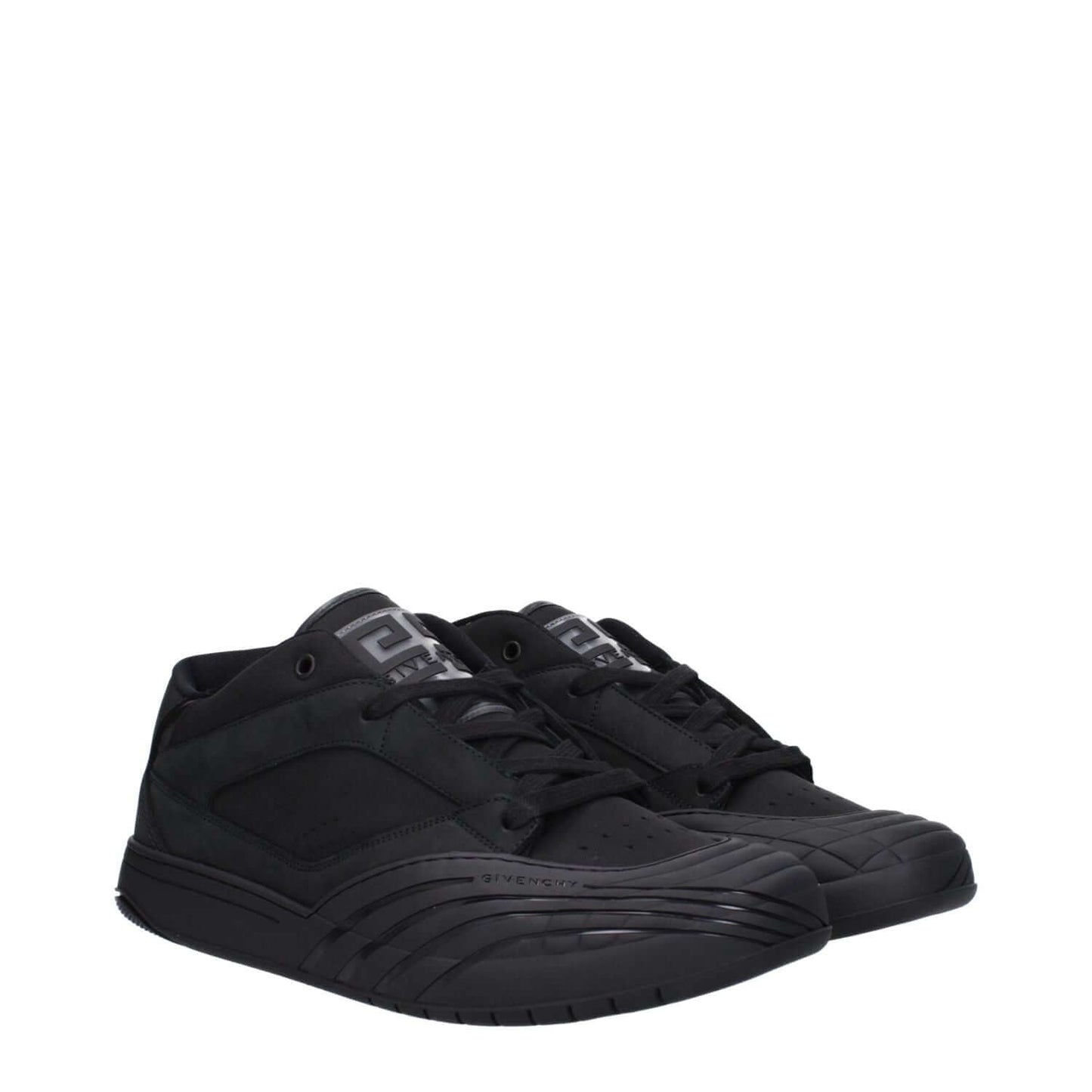 Givenchy Black Fabric Low Top Sneakers with front, side, and back logos, round toe, rubber sole, lace-up closure, low flat heel, MPN BH009KH1QA001.