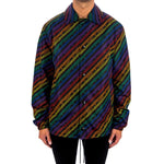 Front view of Givenchy Rainbow Chain Nylon Jacket with elasticated cuffs and logo design for men.