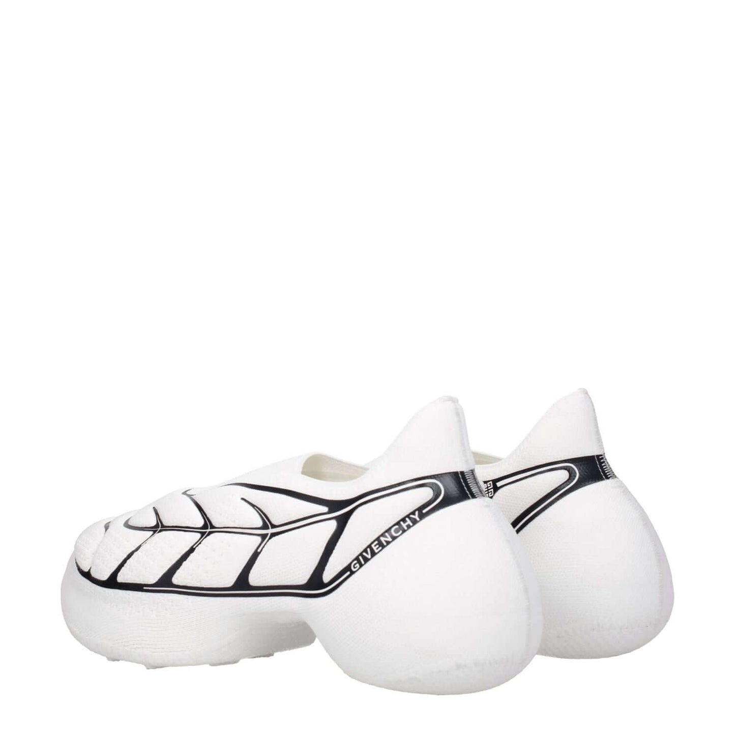 Givenchy White Fabric Low Top Sneakers with side logo and round toe design, featuring a fabric sole and mid heels. MPN: BH0076H1C6116.