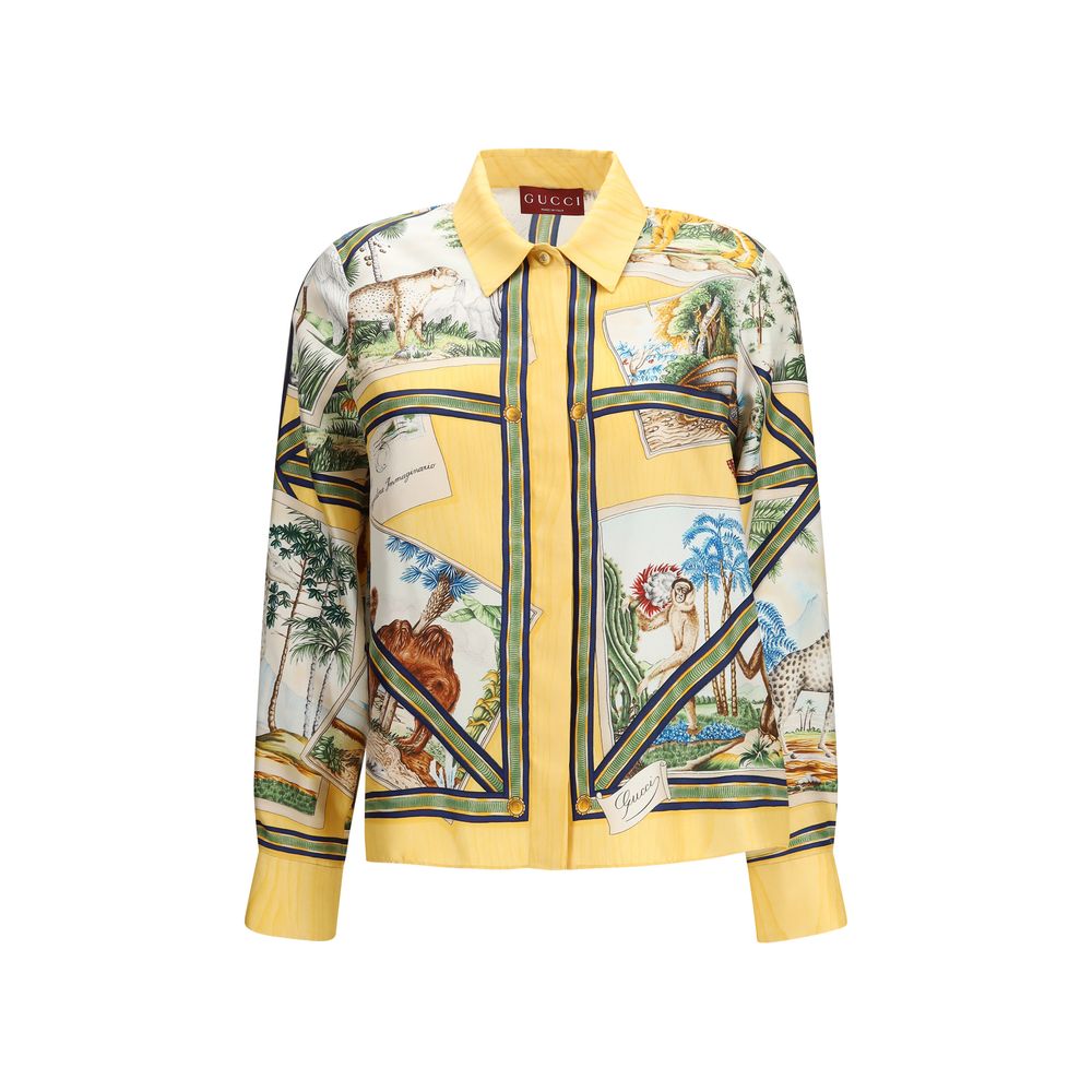 Gucci Bicolor Silk Pattern Shirt 1728,72470364320,Bicolor,Clothing,Gucci,IT40 | M,IT42 | L,New with tags,Pattern - Shirts - Clothing,Shirts - Clothing,Women