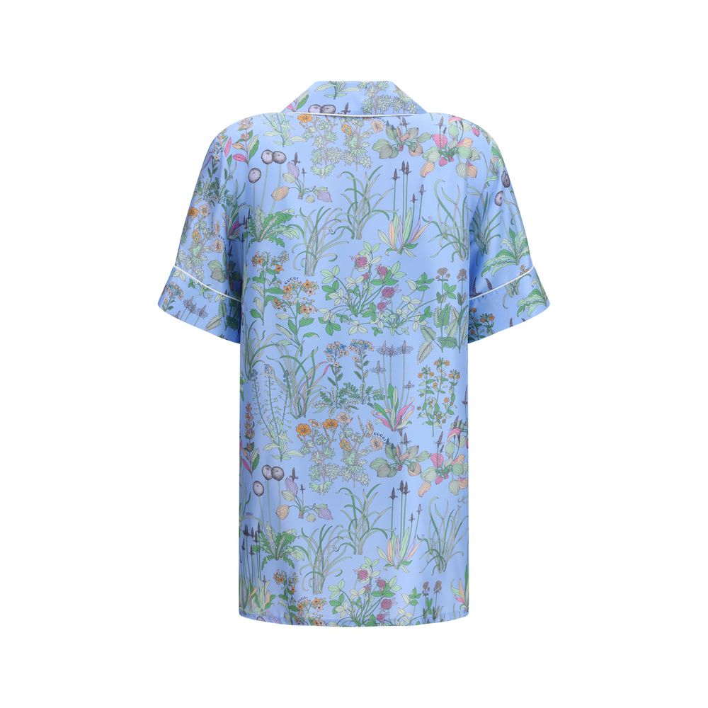 Gucci Blue Silk Pattern Shirt 1728,72470364320,Blue,Clothing,Gucci,IT38 | S,New with tags,Pattern - Shirts - Clothing,Shirts - Clothing,Women