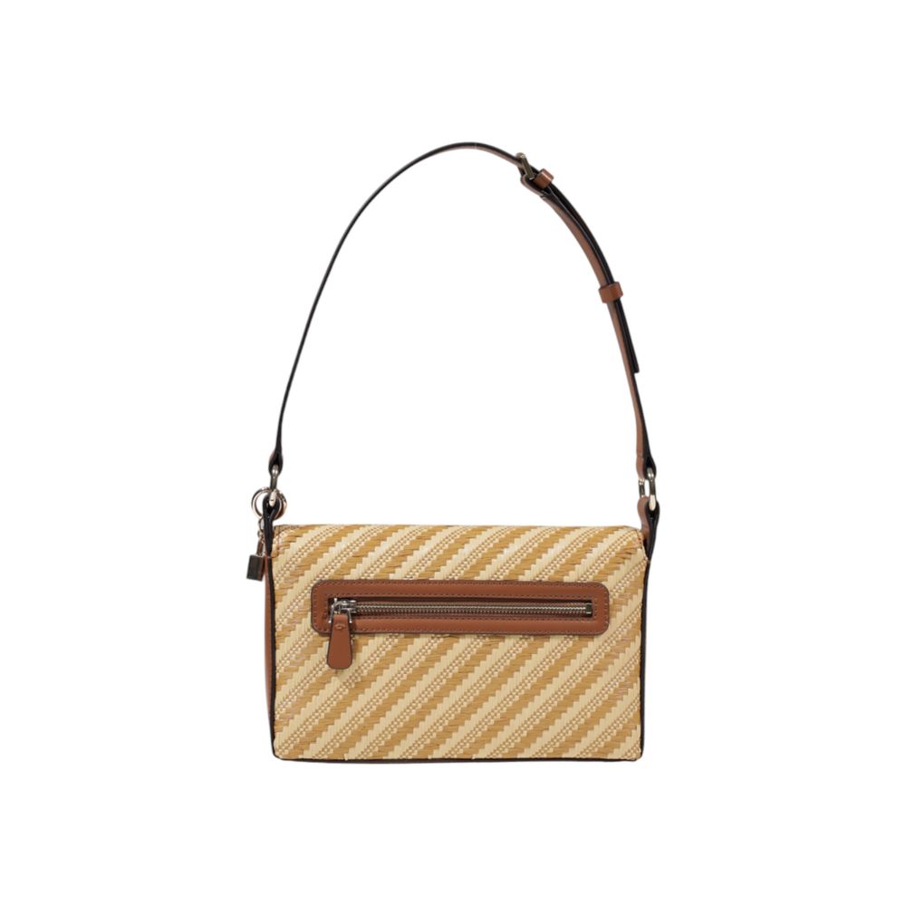 Guess Beige Polypropylene Handbag with diagonal stripes and adjustable strap