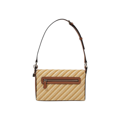 Guess Beige Polypropylene Handbag with diagonal stripes and adjustable strap