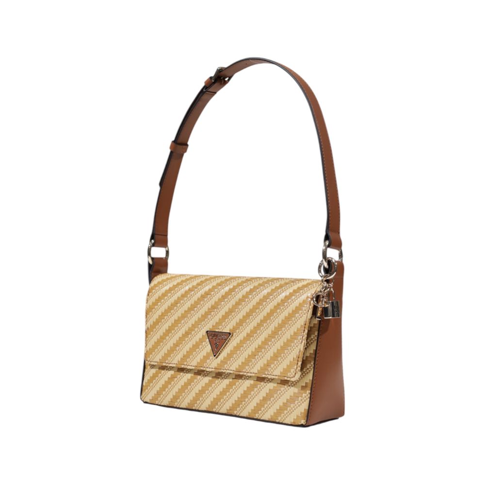 Guess Beige Polypropylene Handbag with diagonal stripes and adjustable strap