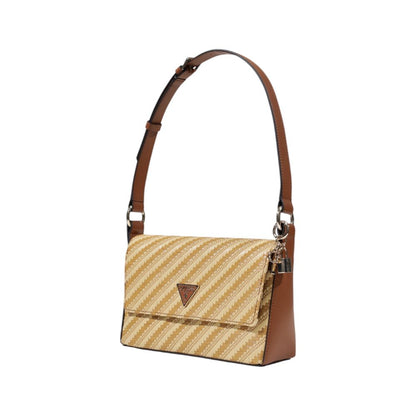 Guess Beige Polypropylene Handbag with diagonal stripes and adjustable strap