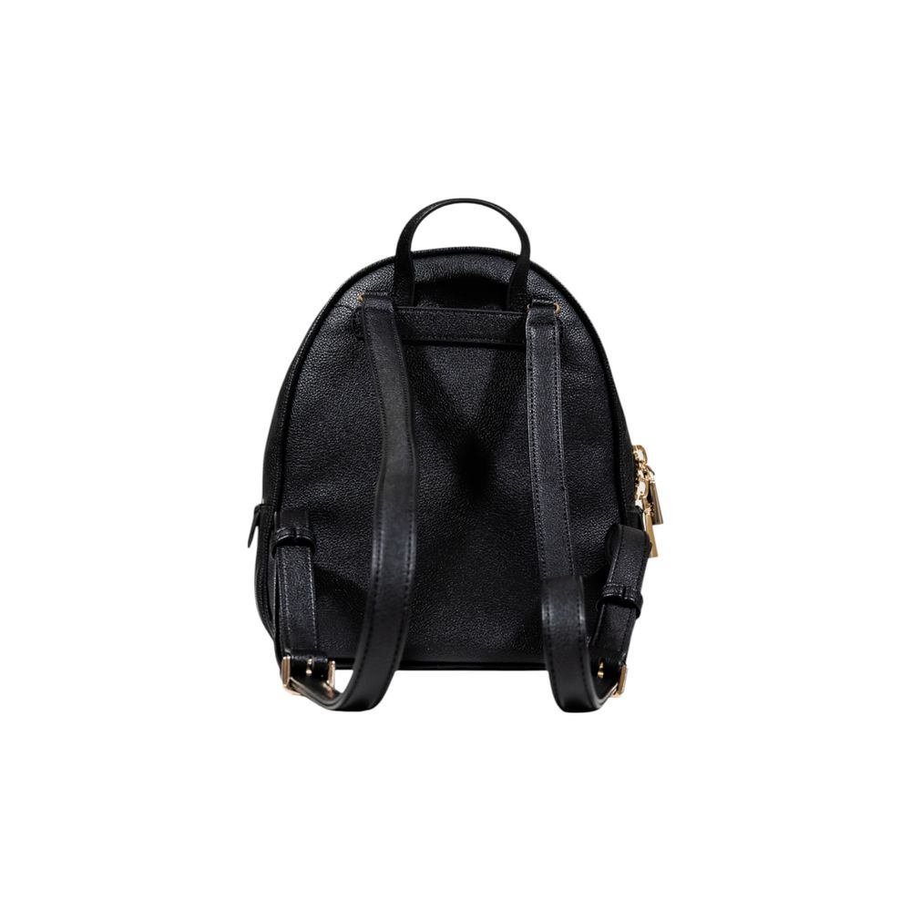 Back view of Guess Black Artificial Leather Backpack with eco-friendly leather and metal details for fashion-forward women.