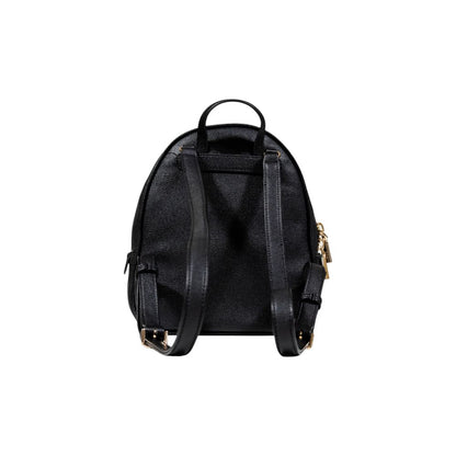 Back view of Guess Black Artificial Leather Backpack with eco-friendly leather and metal details for fashion-forward women.