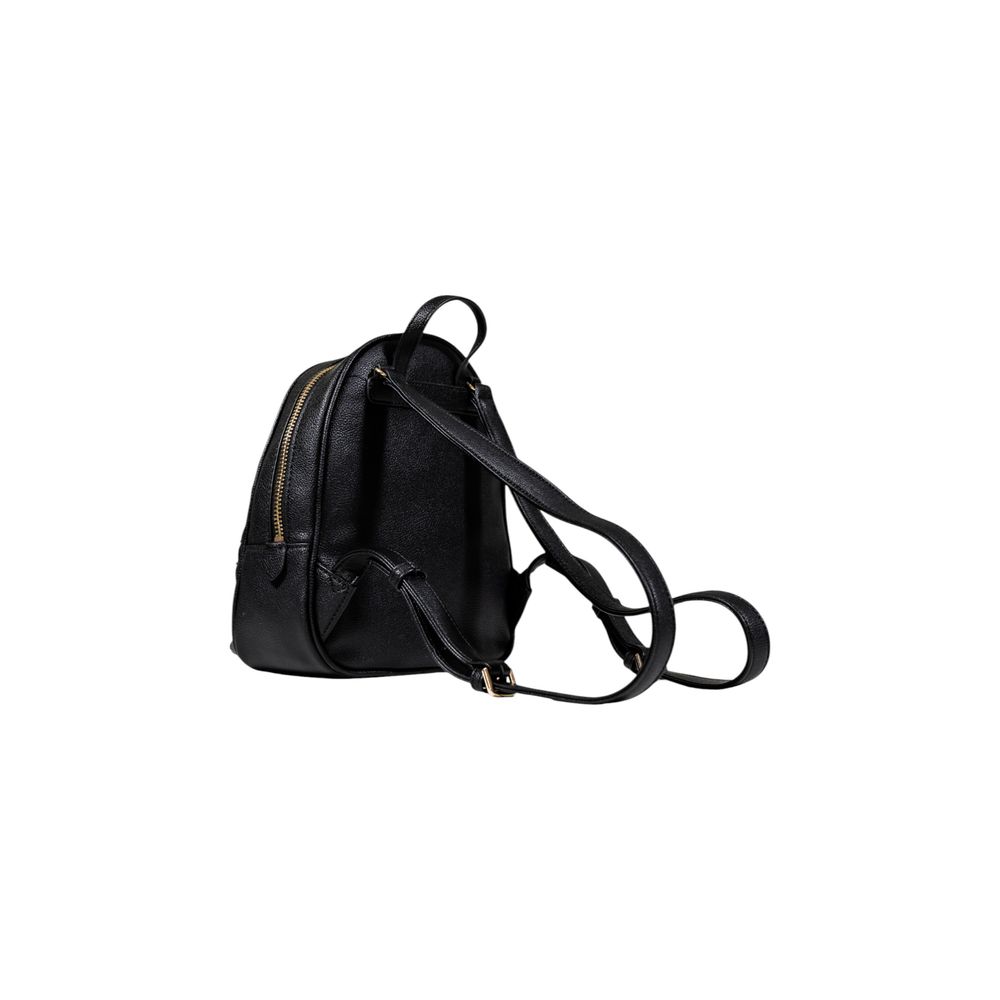 Rear view of Guess Black Artificial Leather Backpack with adjustable straps and metal details, showcasing fashion and functionality.