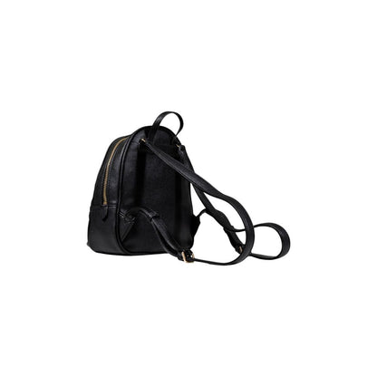 Rear view of Guess Black Artificial Leather Backpack with adjustable straps and metal details, showcasing fashion and functionality.