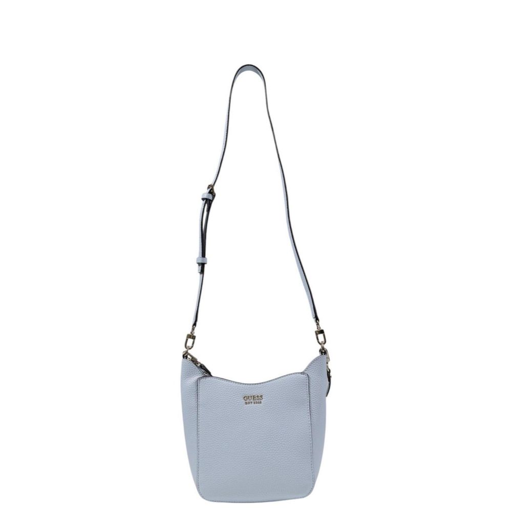 Guess Blue Polyethylene Handbag with pebbled leather-effect and adjustable strap, elegant and compact for any occasion.