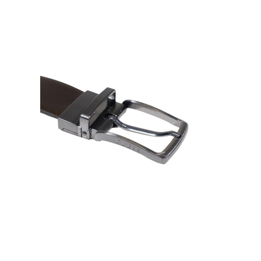 Guess Brown Leather Regular Belt with metallic buckle, high-quality leather design for formal and casual outfits.