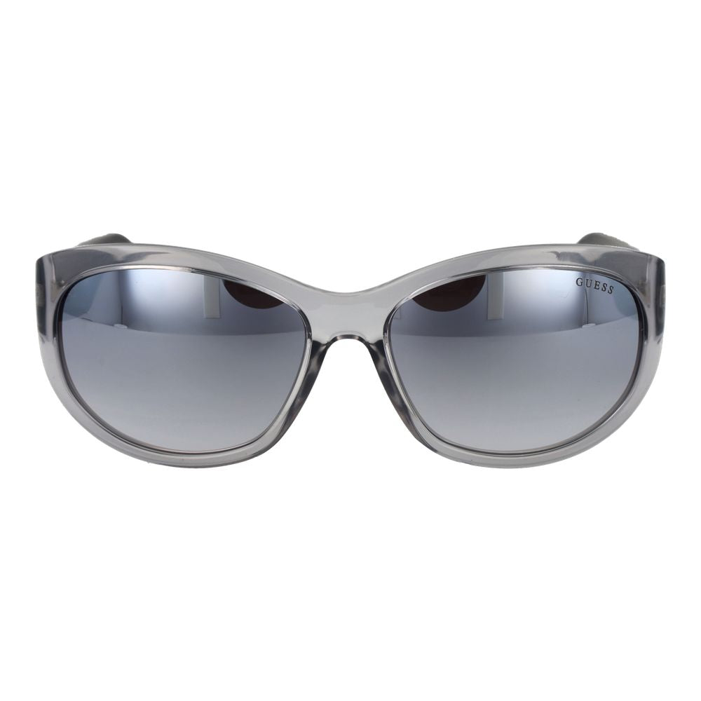 Guess Gray Women Sunglass with grey stainless steel full-rim frame and mirrored plastic lenses, offering 100% UVA & UVB protection.